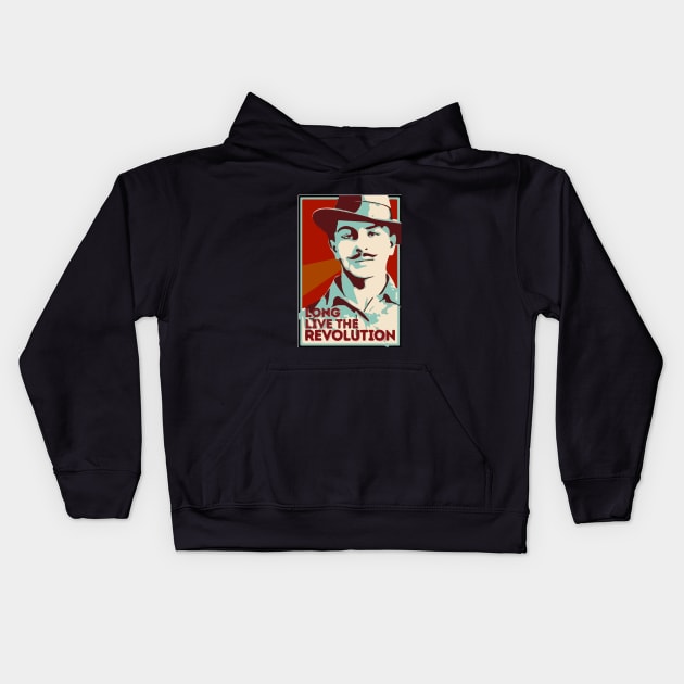 Shaheed Bhagat Singh Revolution Kids Hoodie by inkstyl